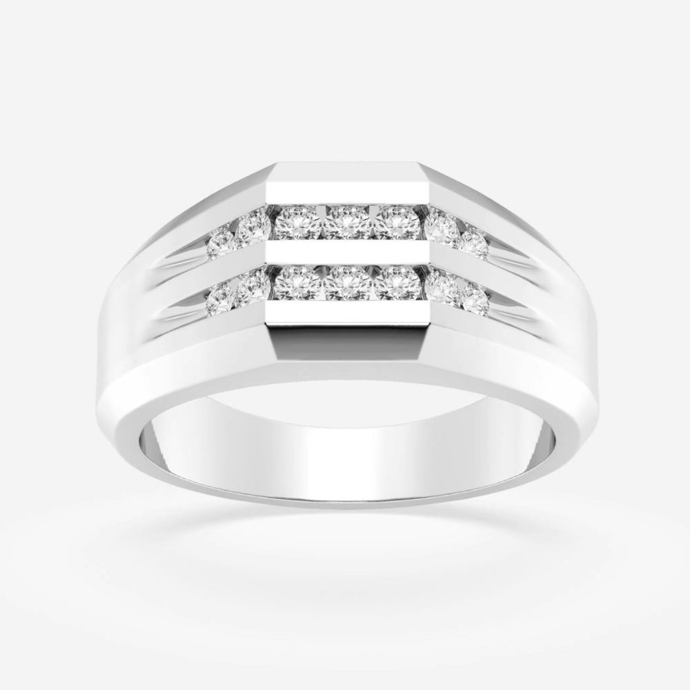 2ctw Round Lab Grown Diamond Men's Double Row Channel Set Wedding Band